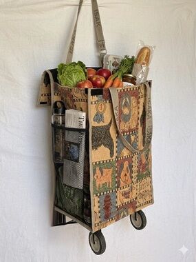 Faithful Companion Dog (Isaka)Tapestry Folding Rolling Travel Tote Shopping Bag